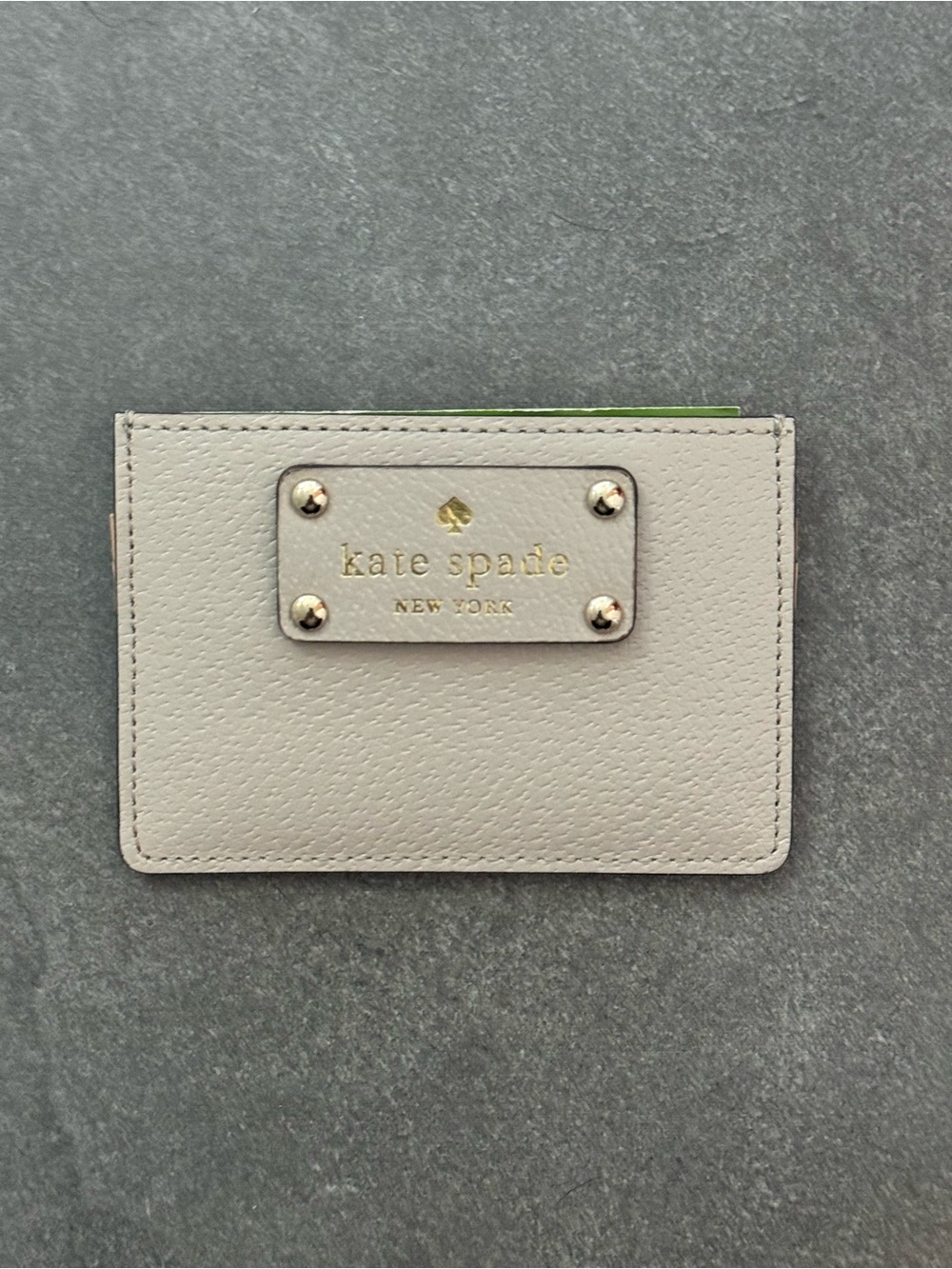 kate spade Cream Leather Card Case with Gold Plaque